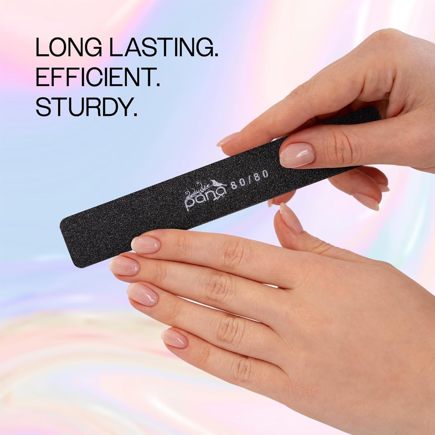 10Pcs - Jumbo Double-Sided Emery Nail File for Manicure, Pedicure, Natural, and Acrylic Nails - Black (Grit 80/80)