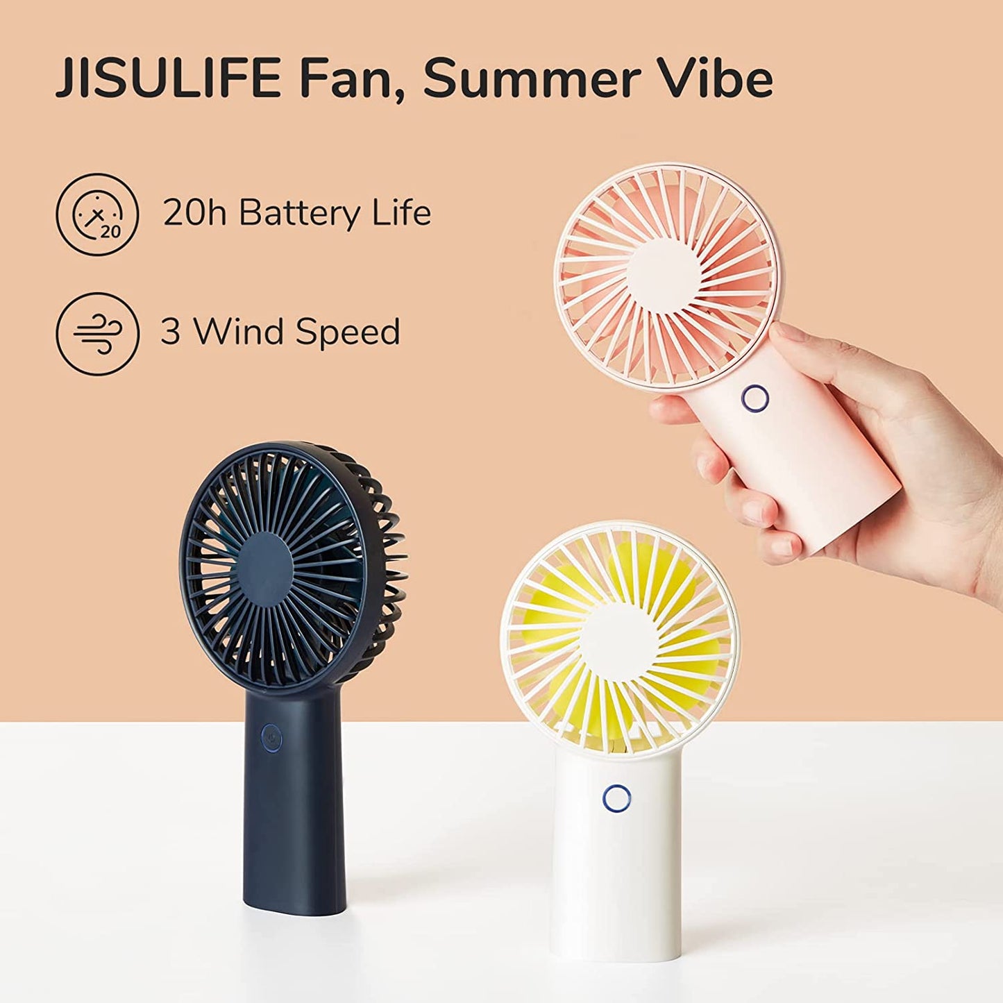 Handheld Fan with 20 Hours of Cooling, 6000Mah Battery, USB Rechargeable Portable Fan for Travel, Makeup, Concerts & Commute – Stay Cool Everywhere (White)