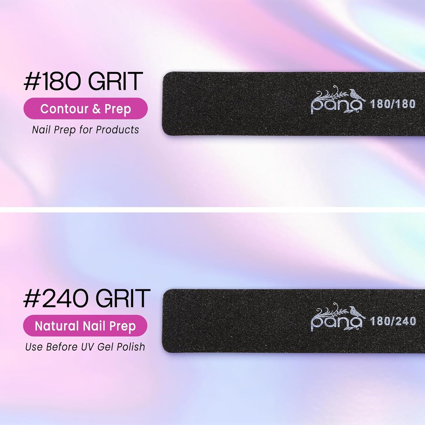 10Pcs - Jumbo Double-Sided Emery Nail File for Manicure, Pedicure, Natural, and Acrylic Nails - Black (Grit 80/80)